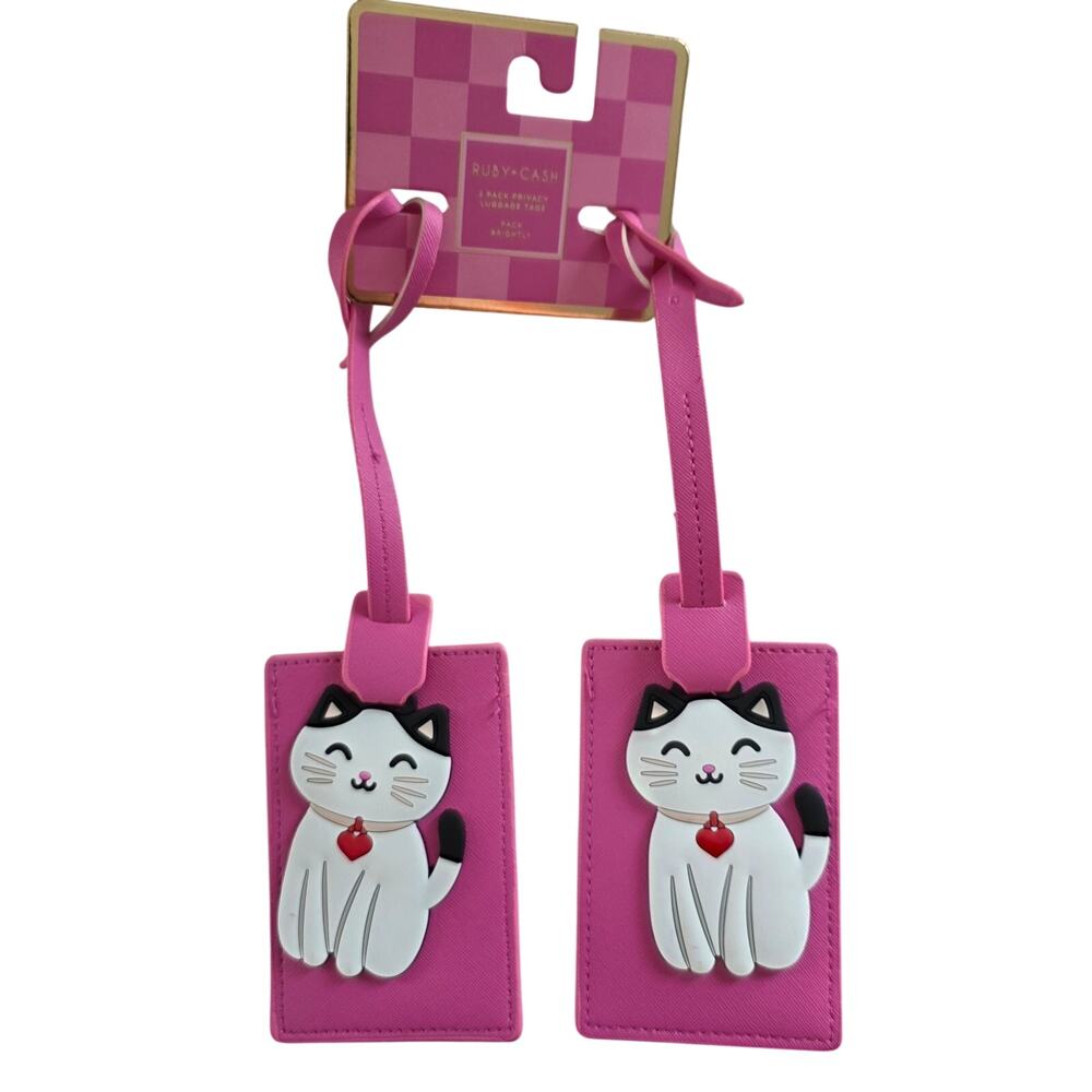 RUBY & CASH 2pk Privacy Luggage Tags  Kitty Print NWT